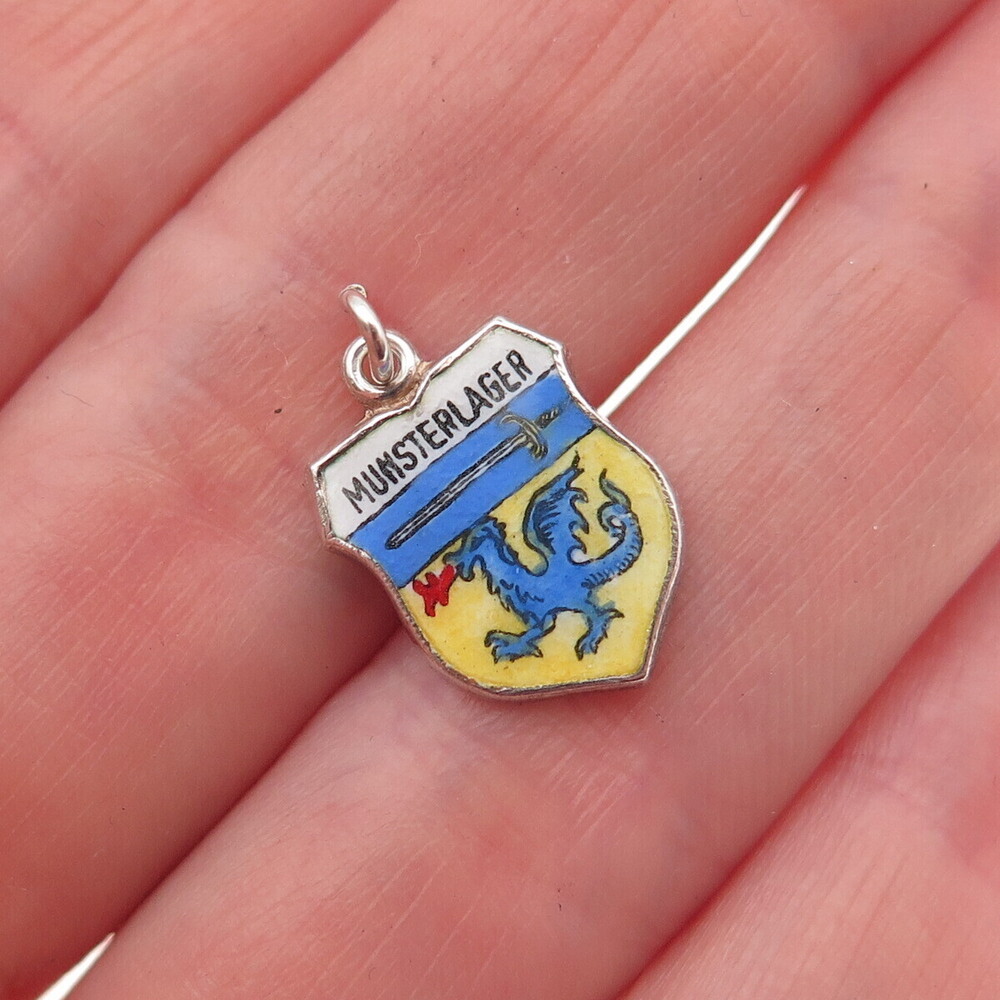Fritz Reu & Co. 835 Silver Vintage Enamel Munsterlager Mini Charm Pendant